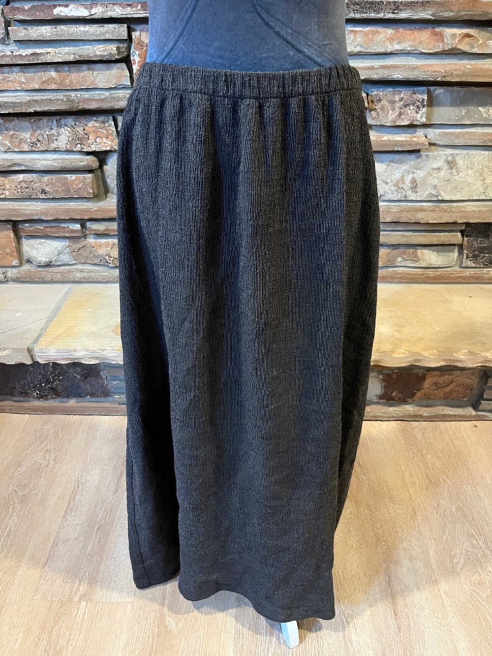 Vintage Eileen Fisher Dark Charcoal Long Sleeve Wool Blend Skirt Set - Picture 7 of 10